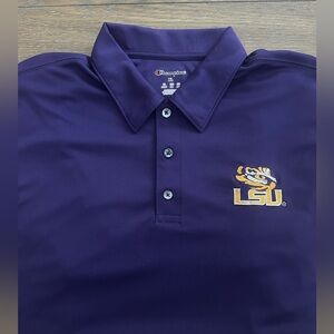 Champion Embroidered Purple‎ LSU Polo Shirt Size XL